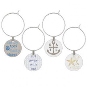 Beach Quotes Wine Charms