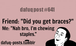 ... tags for this image include: braces, funny, lol, staples and tattoo