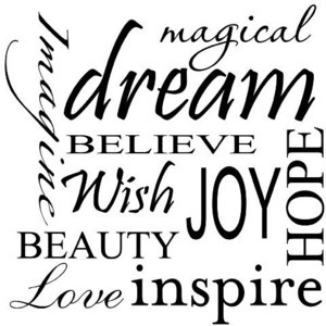 Dream Imagine Believe Wish Joy Hope Beauty Love Inspire Vinyl Wall ...