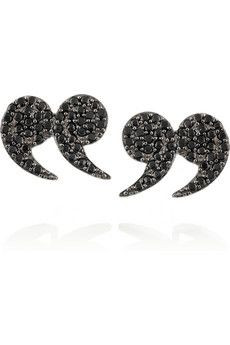 Tom Binns Black Pave Quote Earrings | THE OUTNET
