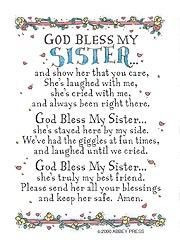 God Bless My Sister Prayer Card By Abbey Press - Family / Friends More