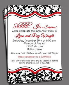 ... Surprise Anniversary Party Invitations free download. Excellent