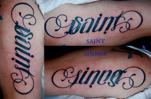 More Information on Saint Sinner ambigram