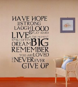 giant never ever give up inspirational quote wall decal bedroom vinyl ...