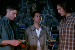 Dean, Castiel and Sam in Survival of the Fittest.