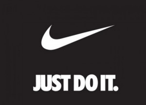 Nike just do it motivational poster in black background and white ...