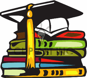 stack of books with a graduation cap sitting on them