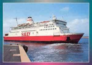 Official Sally Line postcard of Sally Sky (background) and Sally Star ...