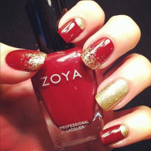 Red and gold nails. SF 49ers spirit - go Niners!: Nails Art, Gold ...
