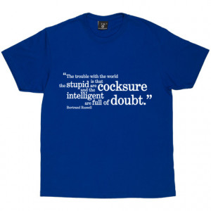 Bertrand Russell Trouble With The World quote Royal Blue Men's T-Shirt ...