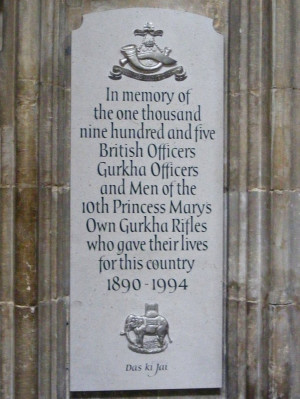 Description Gurkha Memorial, Winchester Cathedral, Hampshire.jpg