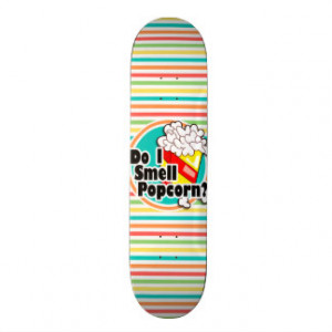 Funny Popcorn; Bright Rainbow Stripes Skate Board Deck