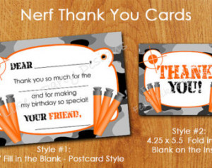 Nerf with Black Camo Thank You Card s- Instant Download ...