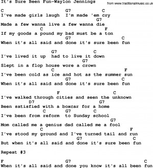 Download It's Sure Been Fun-Waylon Jennings lyrics and chords as PDF ...