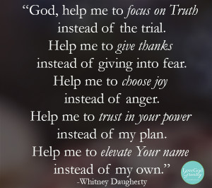 into fear. Help me to choose joy, instead of anger. Help me to trust ...