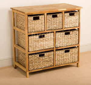 Wooden Storage Unit with Baskets
