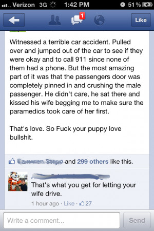 That’s why you don’t let your wife drive