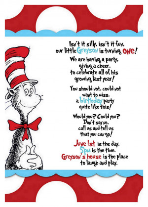 chose Dr. Seuss for the theme of my son's 1st birthday party. Here ...