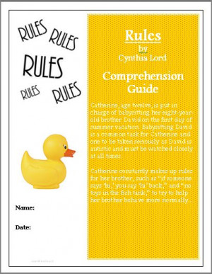 rules for david cynthia lord rules book 2006 goodreads activities