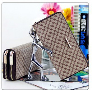 women's high quality wallet popular purse leather wallet double zipper