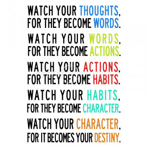 Watch Your Thoughts Colorful Motivational Poster - 13x19