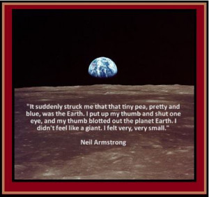 Quote of Neil Armstrong while on the moon that reads (see caption)
