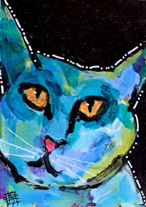 Happy Go Lucky - contemporary cat painting