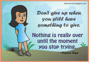 never give up cartoon