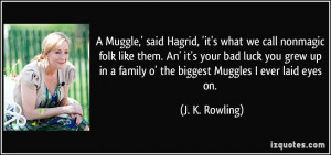 ... luck you grew up in a family o' the biggest Muggles I ever laid eyes