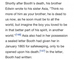Edwin Booth writes to his sister, telling her to forget her brother ...