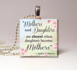 Mothers & Daughters Necklace Pendant - Mothers Day Quote Poem Jewelry ...