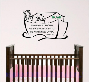 nursery bible verse wall art, noah ark with custom child's name