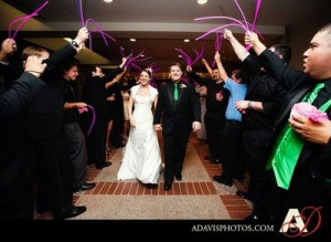 Wedding exit with glow sticks