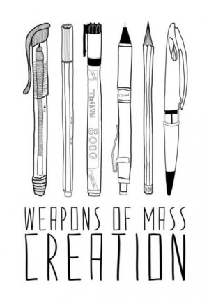 mass creation, pen, pencil, quotes, weapon