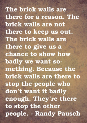... Books, Brick Walls, Favorite Quotes, Randy Pausch Quotes, Good Advice