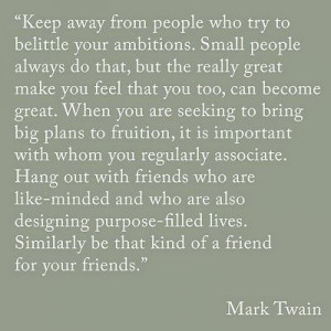 Keep away from people who try to belittle your ambitions. Small people ...