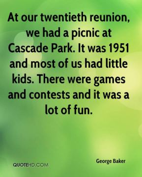 At our twentieth reunion, we had a picnic at Cascade Park. It was 1951 ...