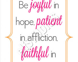 Pink Orange Scripture Printable Art- Joyful in Hope Patient in ...