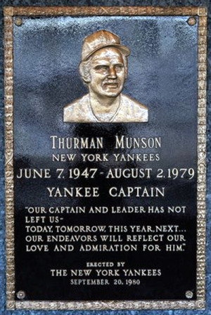 Thurman Munson's Plaque In Monument Park At Yankee Stadium