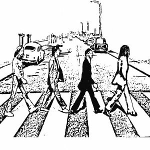 THE BEATLES ABBEY ROAD BLACK AND WHITE SKETCH 24