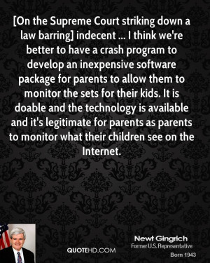 On the Supreme Court striking down a law barring] indecent ... I ...