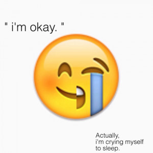... this image include: sad, one direction, fake smile, i'm fine and emoji