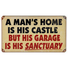 Man's Garage Is Sanctuary Sign Weathered Metal Man Cave Metal Wall ...