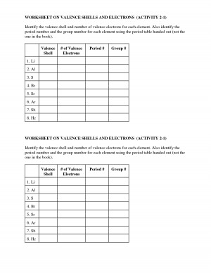 Valence Electrons Worksheet