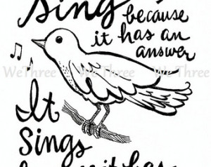 Home Decor - Illustrated quote - Ma ya Angelou - Bird Sing Song, Ink ...