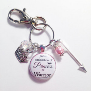 PRINCESS WARRIOR QUOTE Charm necklace or keychain, Perfect combo ...