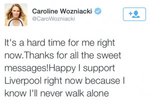Speaking out: Wozniaki took to Twitter today to thank her fans for ...