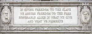 quote on the building’s north side from Lincoln’s message to ...