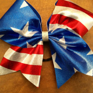 Cheer Bow - American Flag Red White and Blue