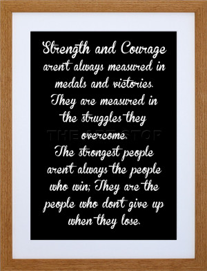 STRENGTH-AND-COURAGE-QUOTE-TYPOGRAPHY-WHITE-ON-BLACK-ART-PRINT-FRAME ...